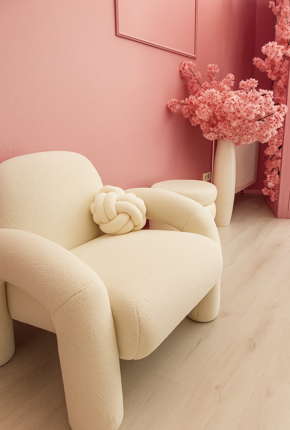 Entspannter Sessel im Wartebereich im Kosmetikstudio Fatima Beauty Berlin